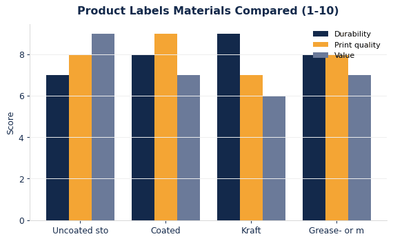 How common product labels materials compare on durability, print quality, and value.