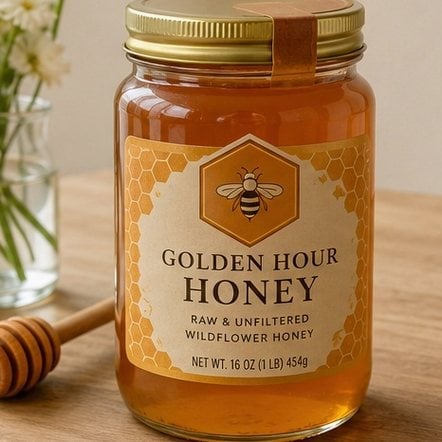 Custom printed product labels applied to bottles and jars