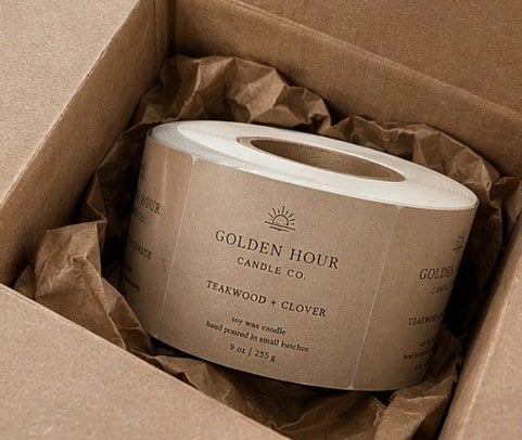 Labels with logo — customer photo